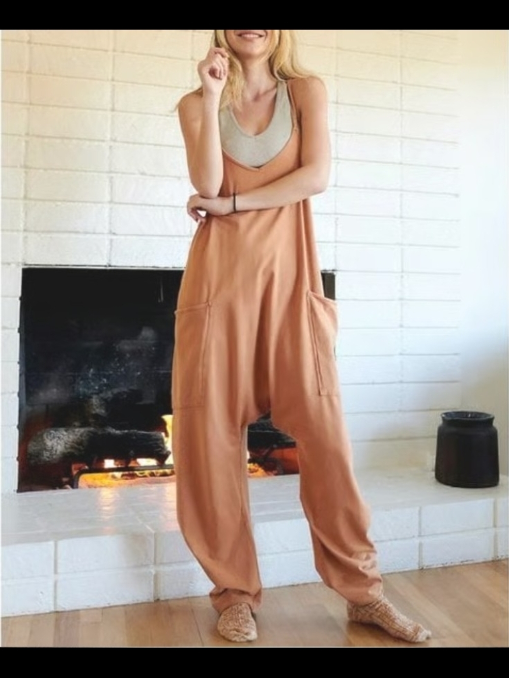 FREE PEOPLE MOVEMENT TOASTED COCONUT HOT SHOT ONESIE JUMPSUIT Size L - NWT!